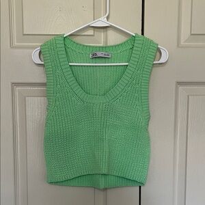 Zara Light Green Crew Neck Sweater